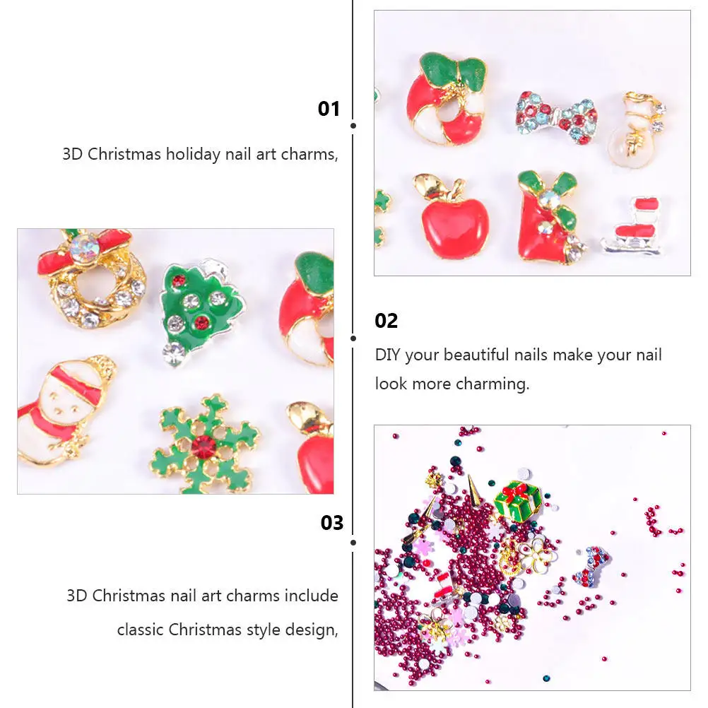 

4 шт. 3D-украшения для ногтей с бриллиантами и стразами для маникюра, праздничные украшения, Санта, елка, Рождество, DIY