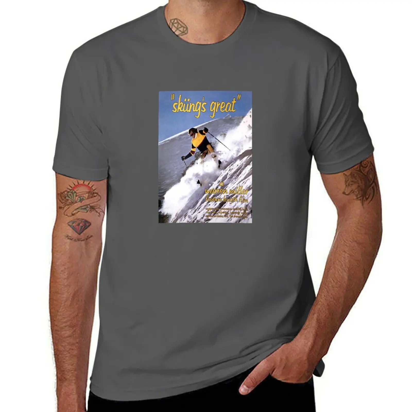 Skiing's Great - Warren Miller ski poster T-Shirt Novelty Graphic Tee Shirt