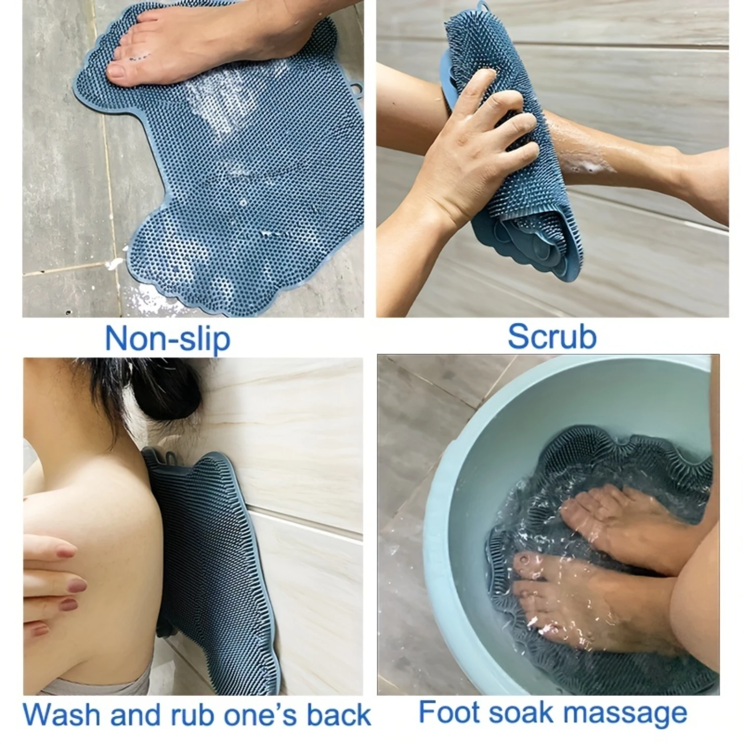 Back Foot Scrubber For Shower Pad For Men And Women, Extra-Large Exfoliating Shower Mat For Back Foot Scrubbing With Suction Cup