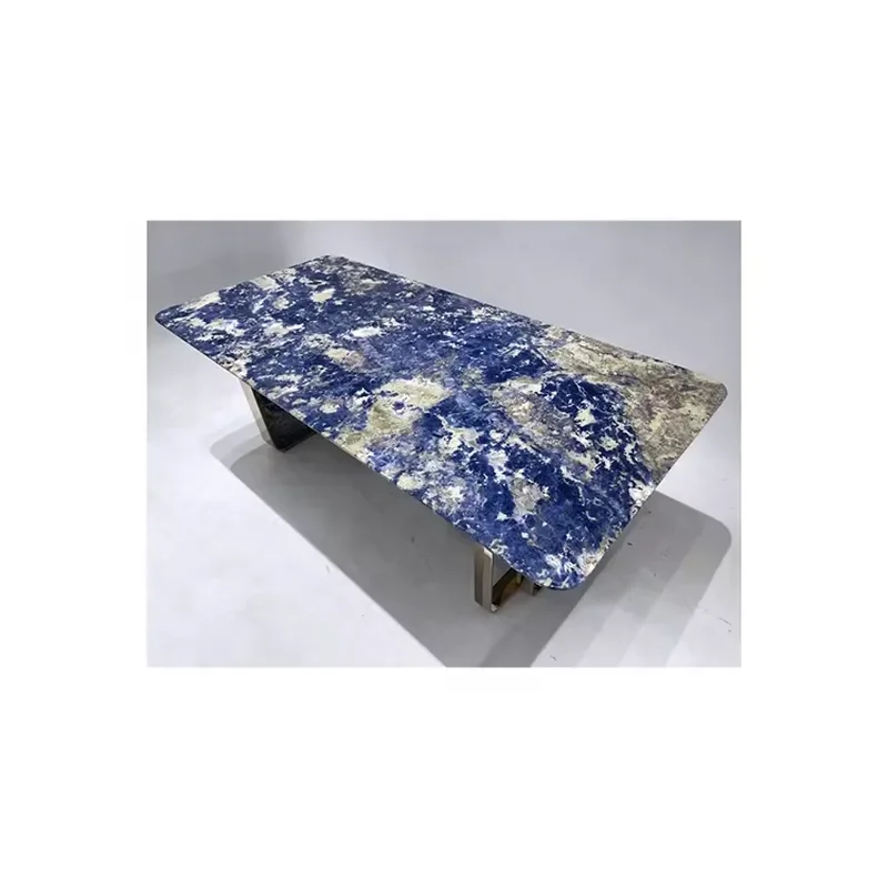 Custom Granite 120x60 Tables Blue Marble Dining Table for Interior Kitchen Living Room Table Top Blue Marble With Gold