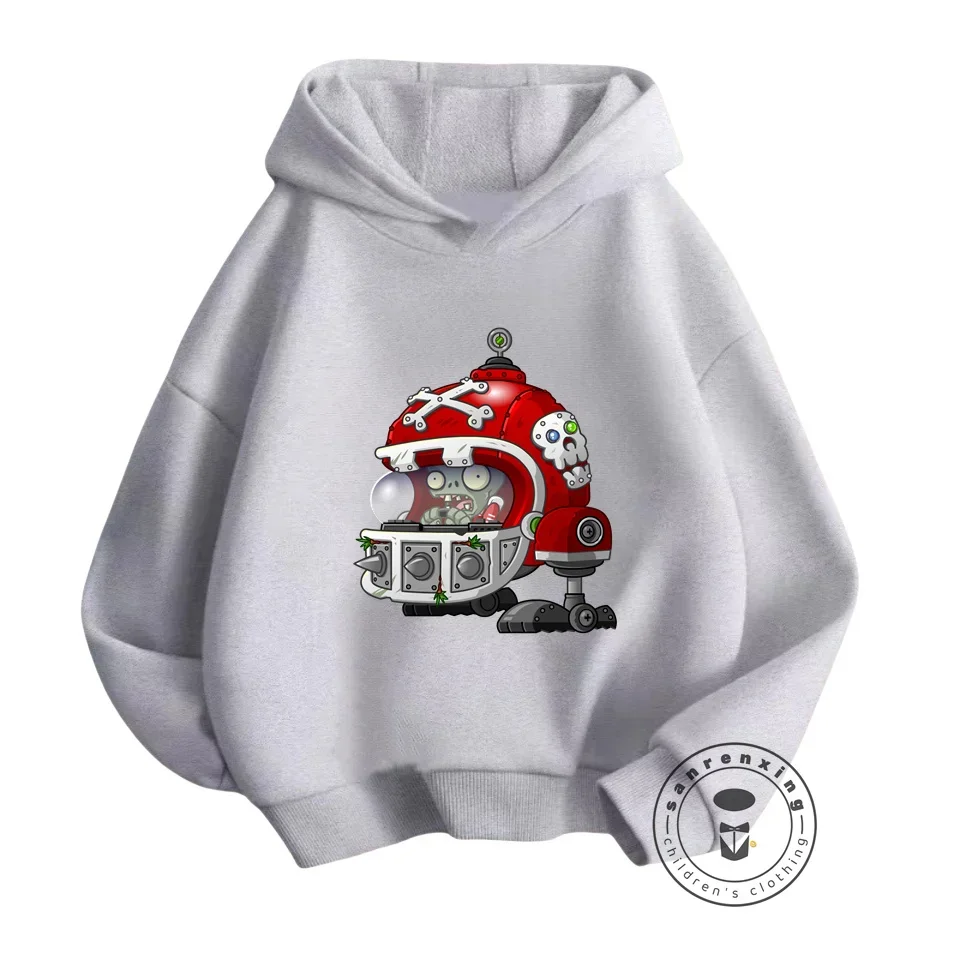 Streetwear Meets Cartoon Chaos Plants vs Zombies Hoodies Featuring Adorable Zombie Plant Patterns for Children Hip-Hop Inspired