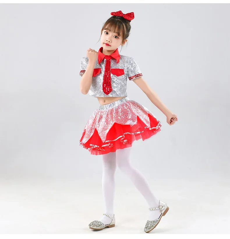 فستان الأميرة المعطف مطرز للبنات ، أزياء المشجع ، الرقص ، ملابس الأداء العصري ، رياض الأطفال ، الجاز