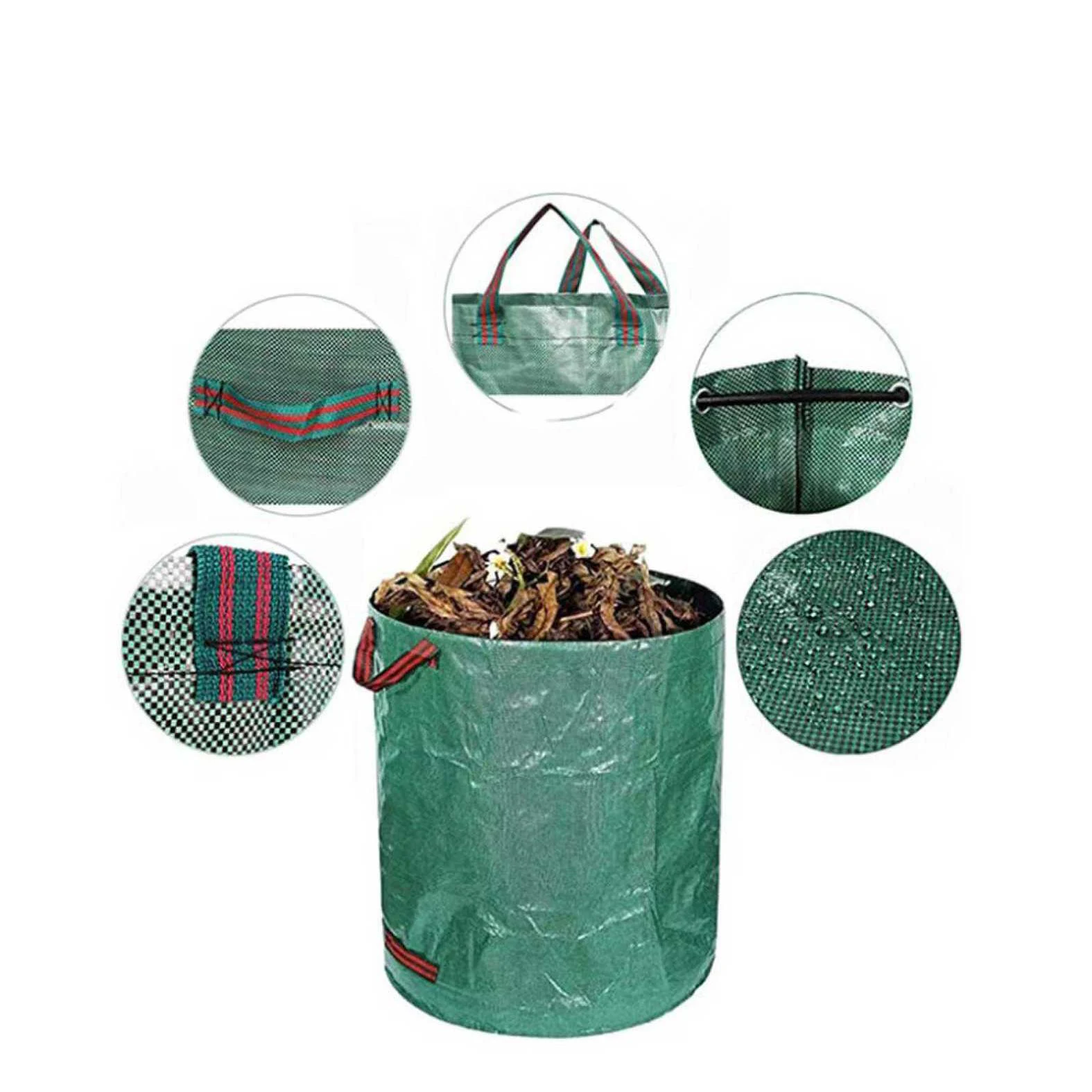 Customizable Garden Bags Eco-friendly Green Waterproof Foldable Garden Waste Bag Large Capacity Park Lawn Garden Leaf Waste Bag