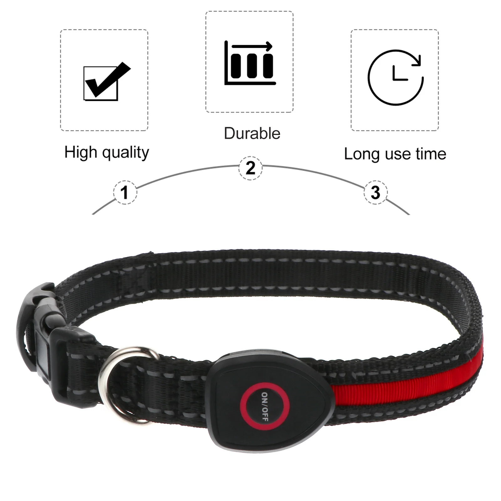 

Kisangel LED Dog Collar Light Adjustable Red Nylon Puppy Medium Air Cable Pet Safety Accessory