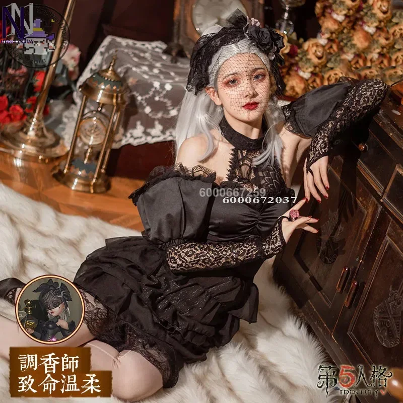 Jogo identidade v vera nair perfumista cosplay traje mortal concurso elegante preto formal vestido doce role play roupas novo