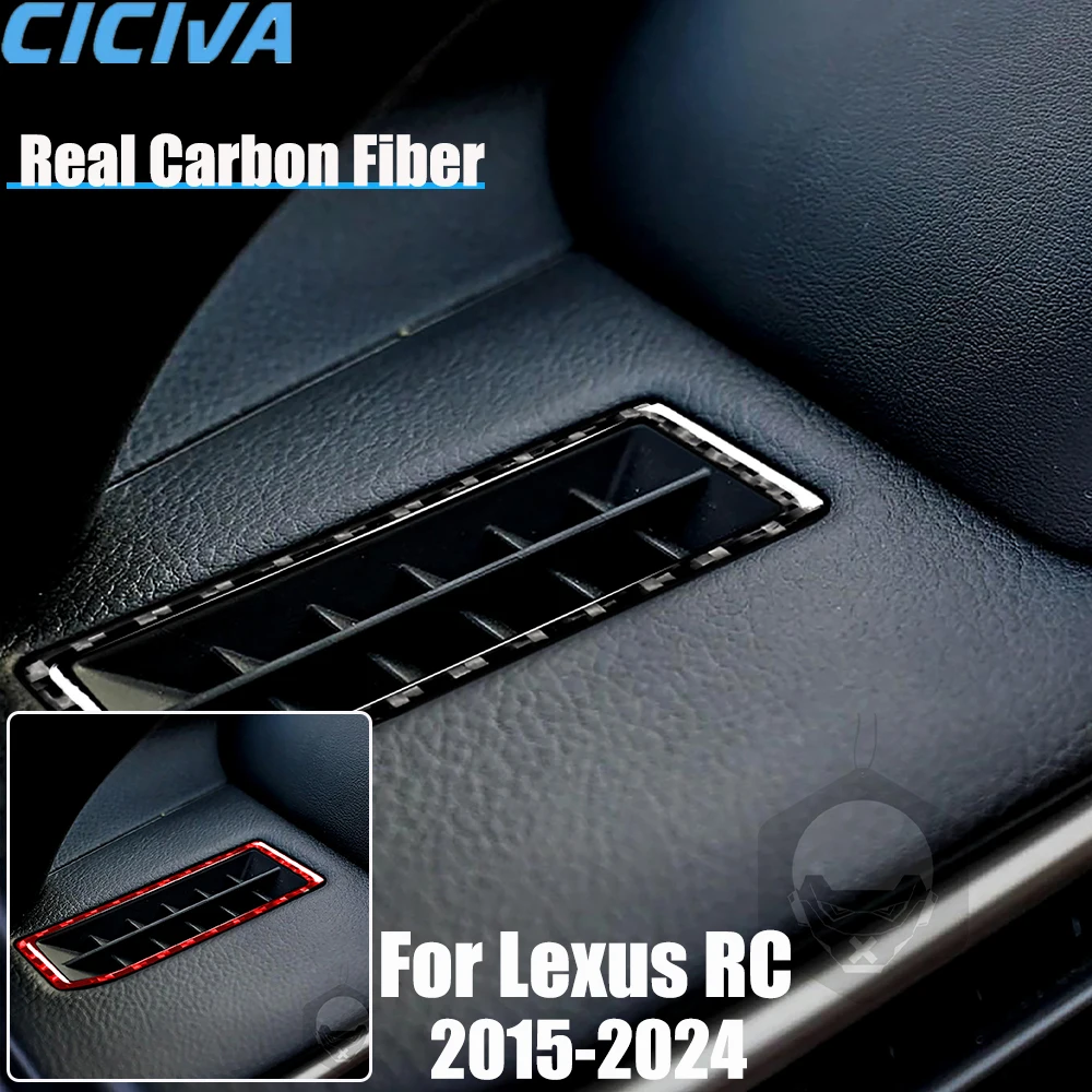 Real Carbon Fiber Car Accessories Dashboard Vent Trim Cover Soft Sticker For Lexus RC300 RC350 RC200T 2015 16 17 18 19 20-2024