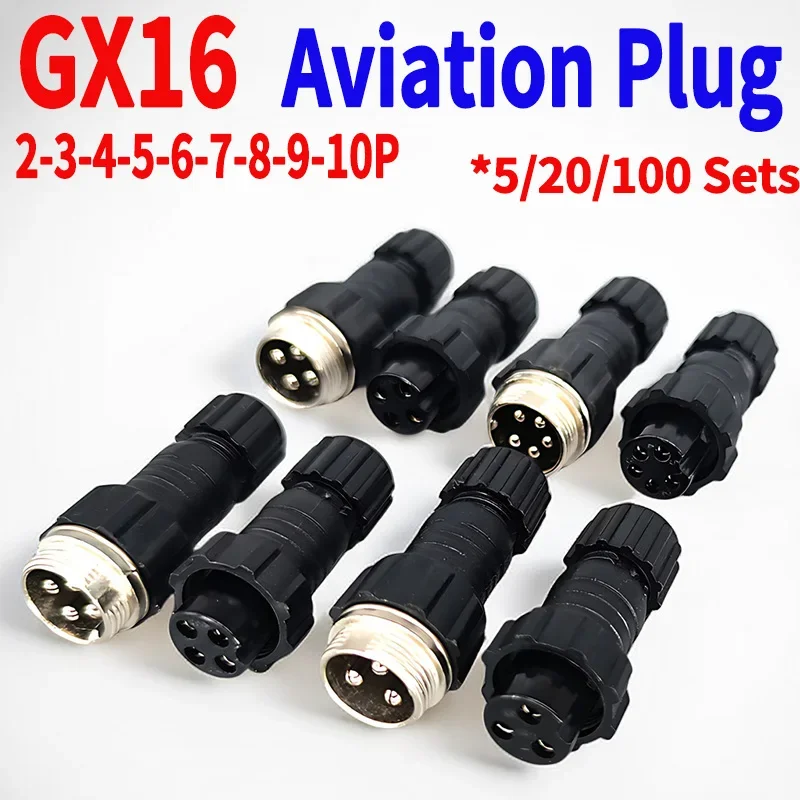 

5/10/100Sets GX16 M16 QL16 Plastics 16MM Aviation Plug Male Female Docking Panel Mounted Connector 2/3/4/5/6/7/8/9/10 Pins