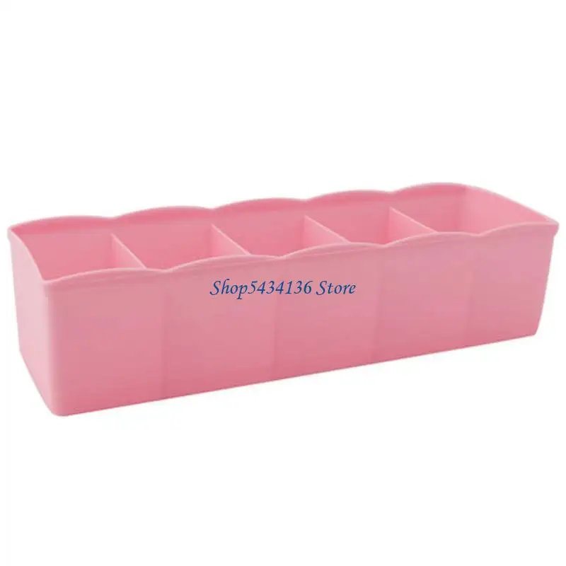 H7ED Storage BoxUnderwear Bras Ties Desk Sock Drawer Closet 5 Cell Plastic