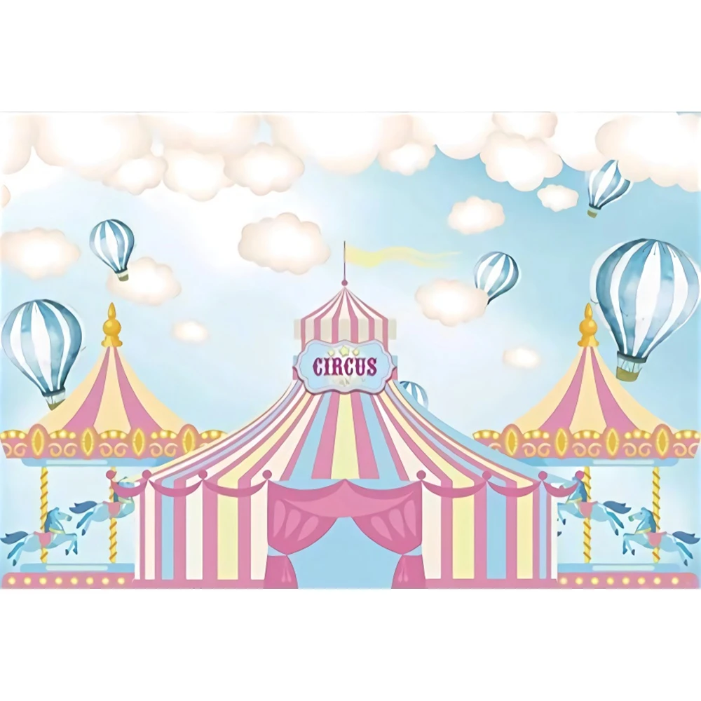 Circus Photography Background Baby Birthday Decoration Backdrop Newborn Children Portrait Pink Tent Photographic Photo Props