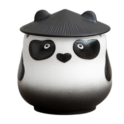 Panda Ceramic Ashtray Cute Home Office with Lid Creative Personality Premium Sense Windproof and Fly Ash proof