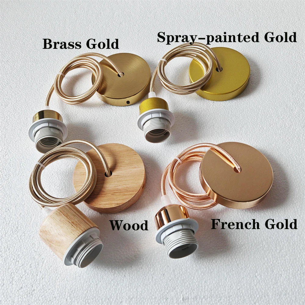 DIYヴィンテージE26/E27吊り下げランプホルダー、ケーブル付き天井ランプホルダーソケット、北欧風ハーフ歯ランプシェードベース（ペンダントランプ用）