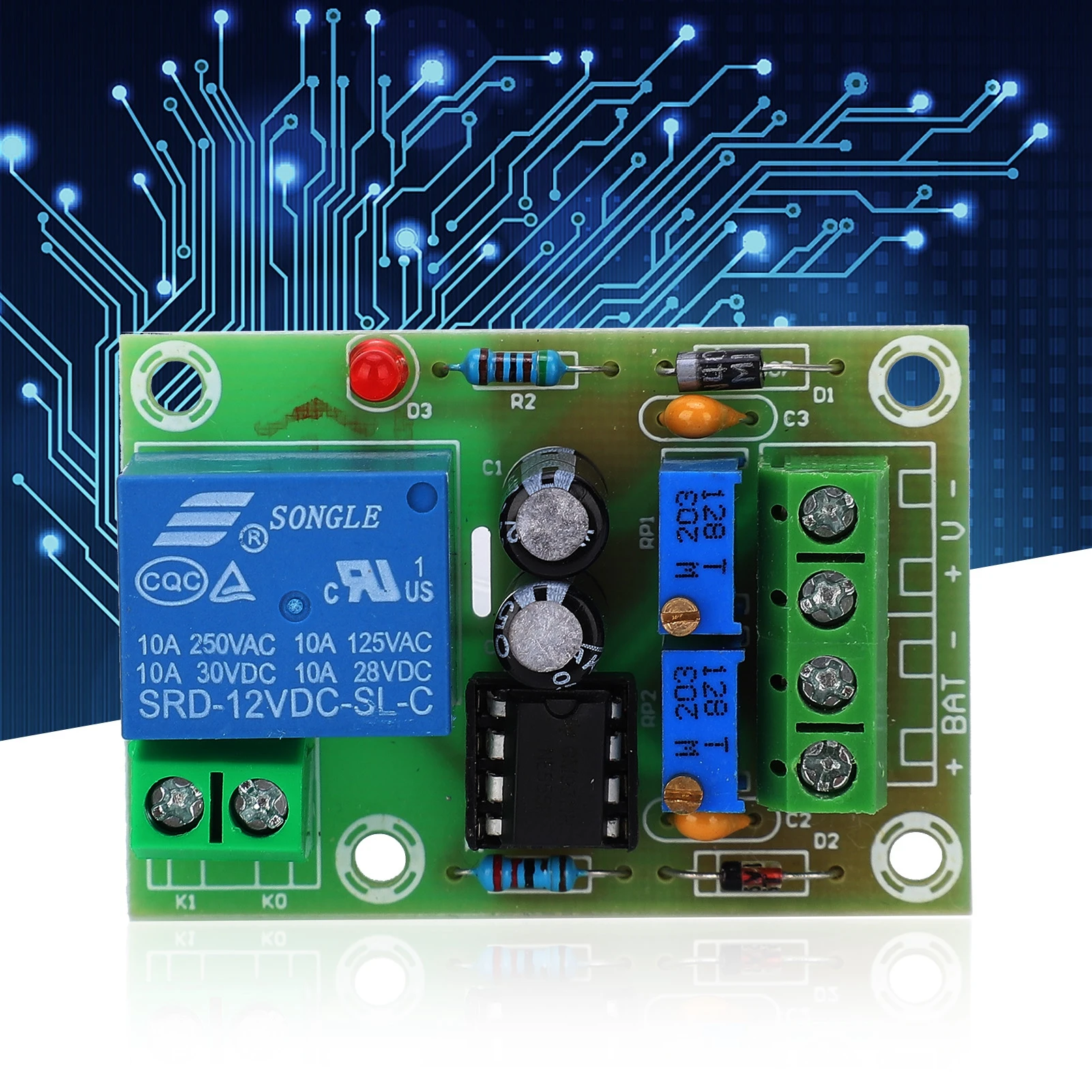Battery Charging Control Board Battery Charging Control Module 12V Power Supply Board Overcharge Prevention Panel XH‑M601