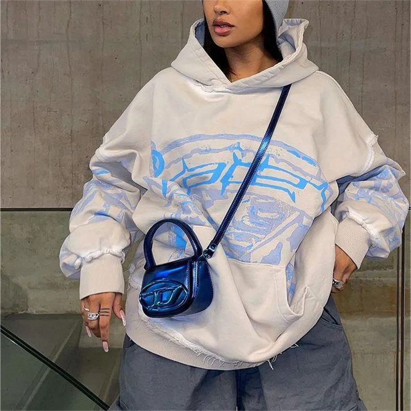 

Women Y2K Hoodies Harajuku Letter Print Coat Unisex Jackets Sweatshirt Trousers Hip Hop Punk Long Sleeve Pocket Men pullover
