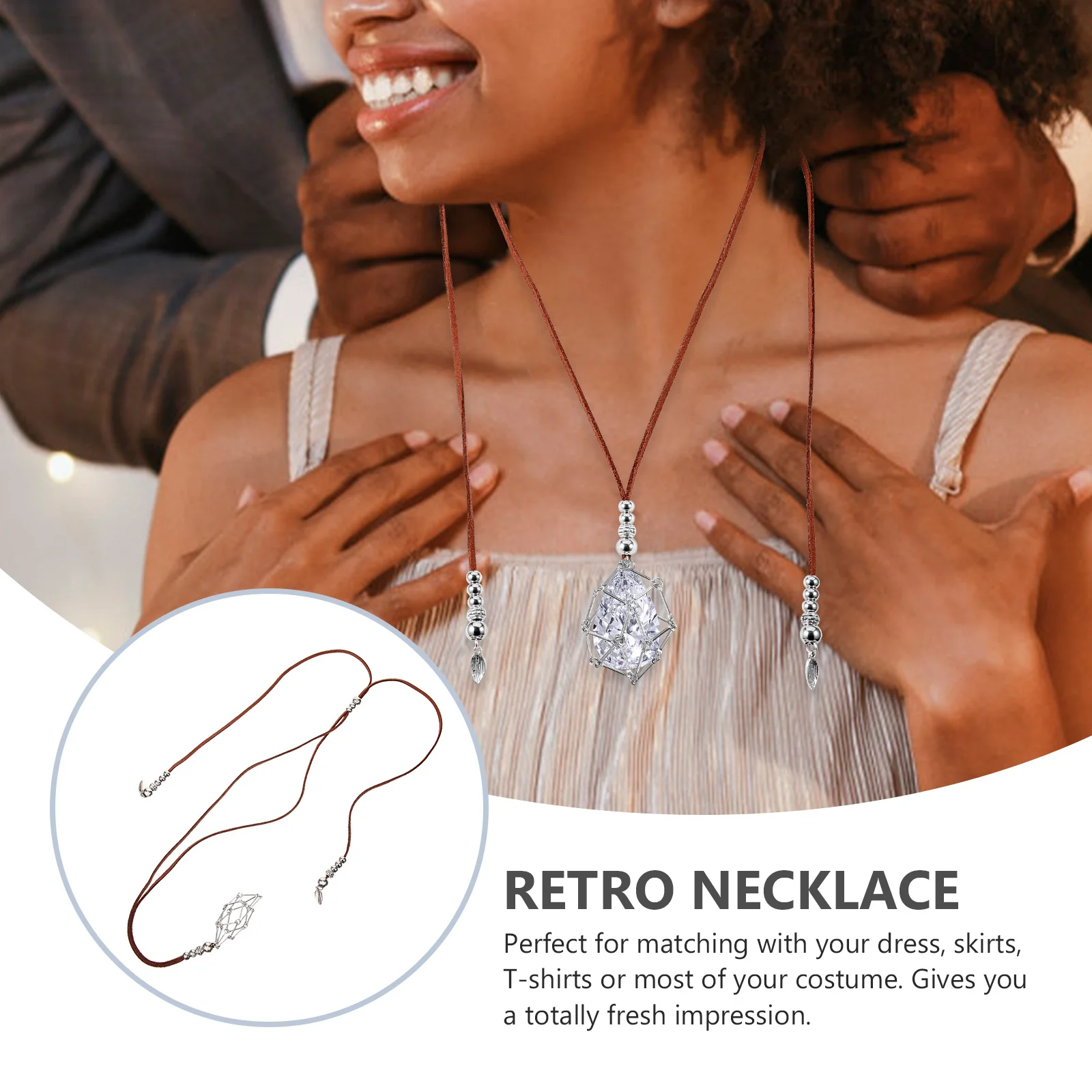 

1pcs Crystal Cage Necklace Holder Adjustable Braided Rope For Diy Stone Pendant Jewelry Making Empty Cord Accessory