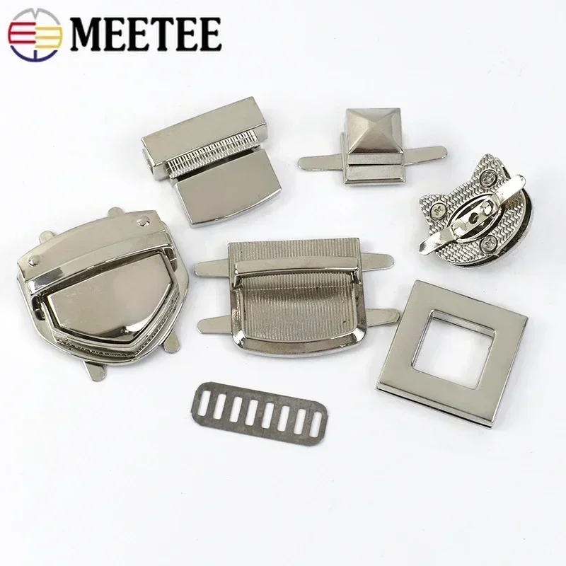 2-5Pcs Meetee Silver Metal Bags Push Lock Purse Twist Turn Locks Snap Clasp Closure Buckle Handbag Hardware Accessories