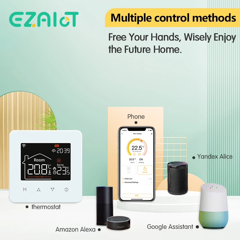 Termorregulador de calefacción de suelo caliente con WiFi, controlador de calentador de temperatura inteligente, termostato para el hogar,