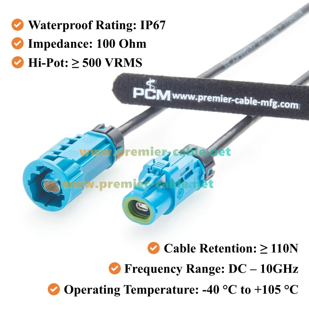IP67 Rosenberger H-MTD Stecker-Buchse-Automobil-Ethernet-Kabel E6S14E-1CAZ5-Z zu E6K14A-1CAZ5-Z 10Gbps 100/1000BASE-T1 für ADAS – Detail 4