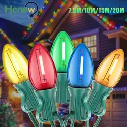 Colorful C7 Led String Light EU 220V US 110V E12 Waterproof IP44 Connectable Shatterproof Plastics Garden Lights Decoration