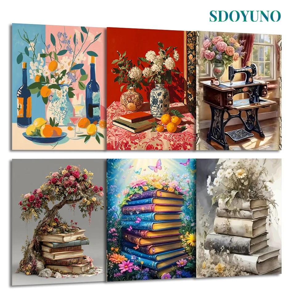 

SDOYUNO Painting By Number Adults Abstract still life book Canvas Drawing Acrylic Paints Digital oil paintings Set Wall Decor
