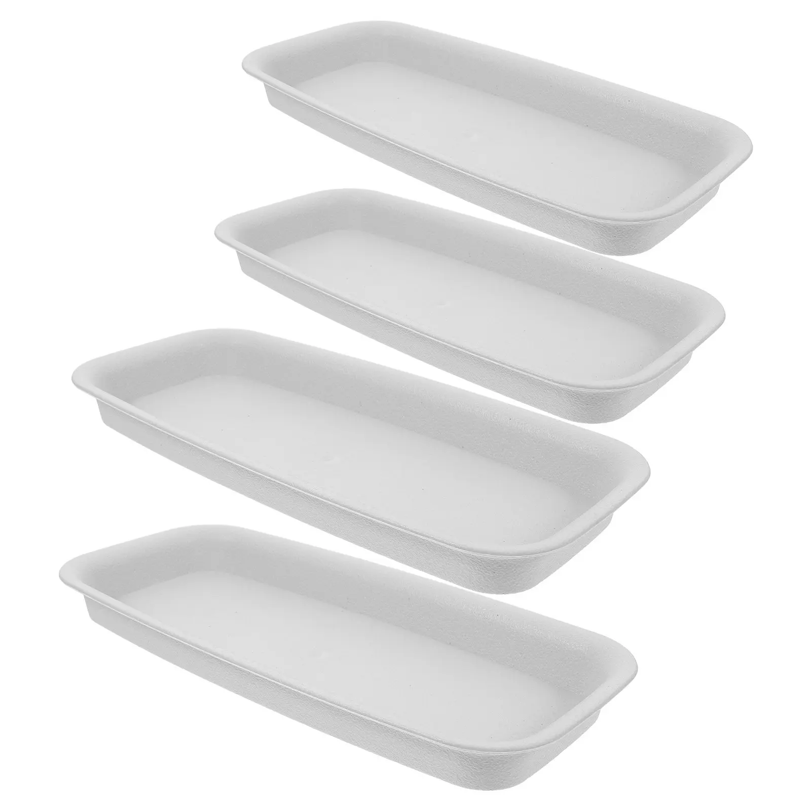 4Pcs Long Rectangle Plant Drip Tray Plastic Growing Tray Rectangular Saucer for Indoor Plants Water Catcher Floor Protection