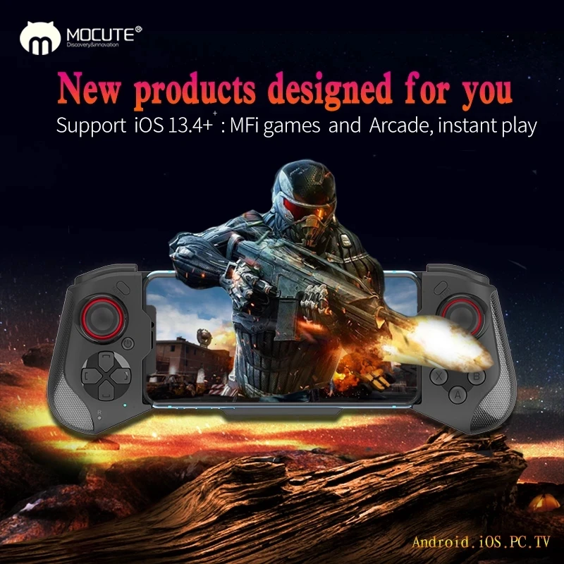 Joystick Gamepad Ponsel untuk iPhone Android Kontrol Bluetooth Pengontrol Trigger Pubg Mobile Game Pad Gaming Ponsel Mando