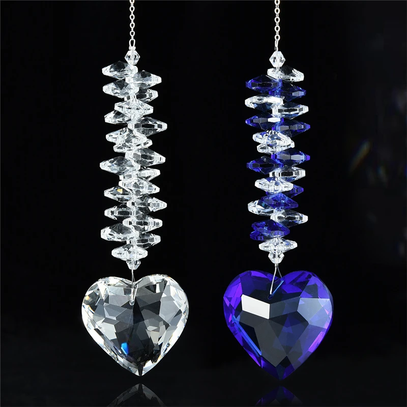 

5PCS Ocean Heart Crystal Pendant Love Prism Ball Living Room Garden Decoration Crystal Sun Catcher Pendant