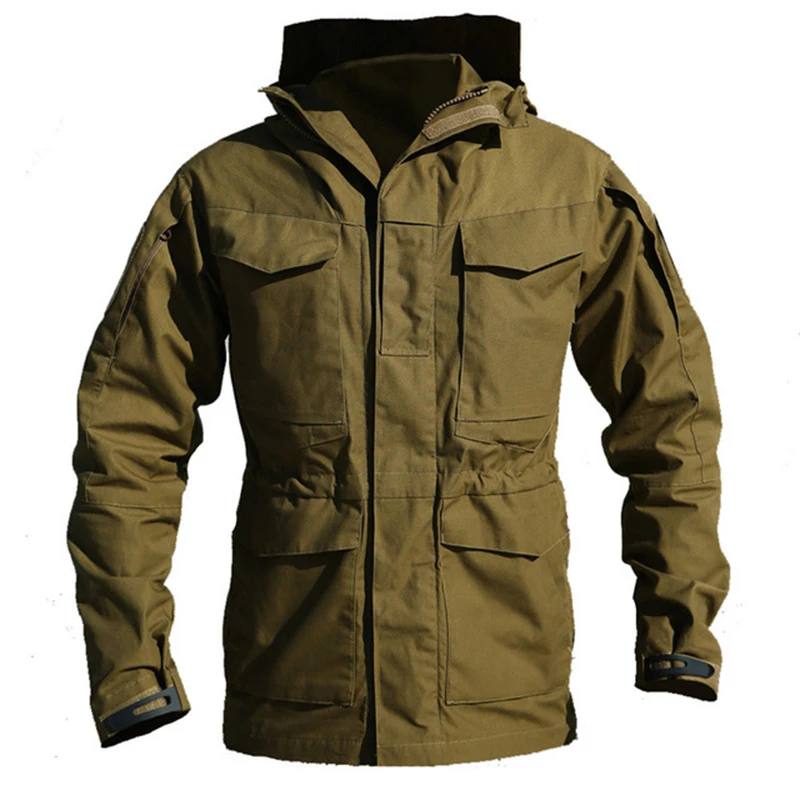 Mens outdoor Hooded Jacket Fleece Casual Warm Windbreaker Waterproof Flight Coat Male Hiking Jackets