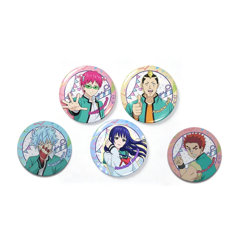 Anime The Disastrous Life of Saiki K Saiki Kusuo Teruhashi Kokomi Cosplay COSTUME Badge Pin SPTE Tinplate Brooch Prop Gift