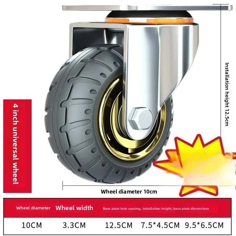 1 STKS Universele Zachte Rubberen Meubelwielen met Eenrichtingsstille Remwiel 3/4/5 Inch voor Bureau Karren