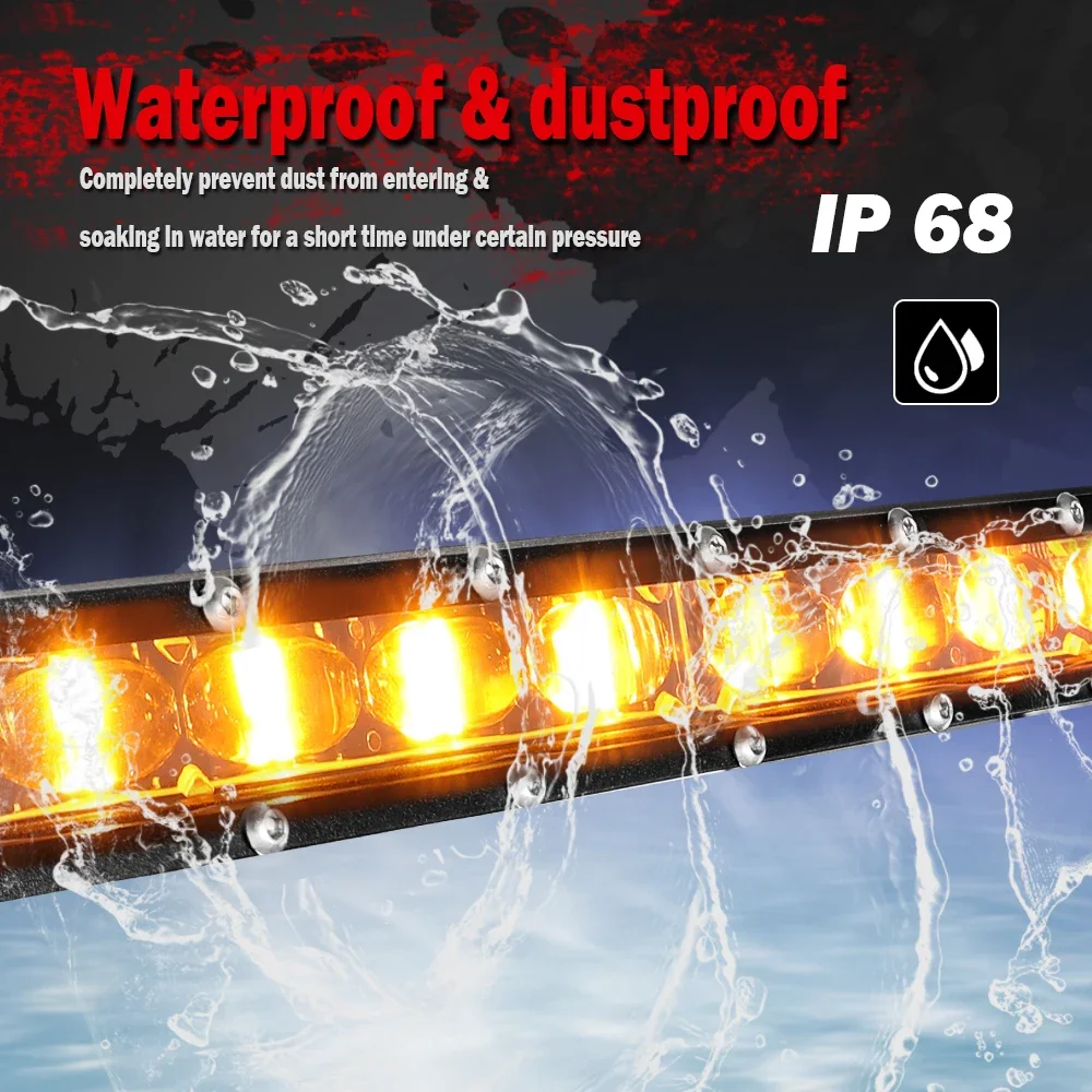 HAOLIDE 38” 12D Slim Car LED Light Bar 3000K Yellow Fog lights 360W Spot Work Spotlight Bar For Truck 4x4 Boat SUV off-road use
