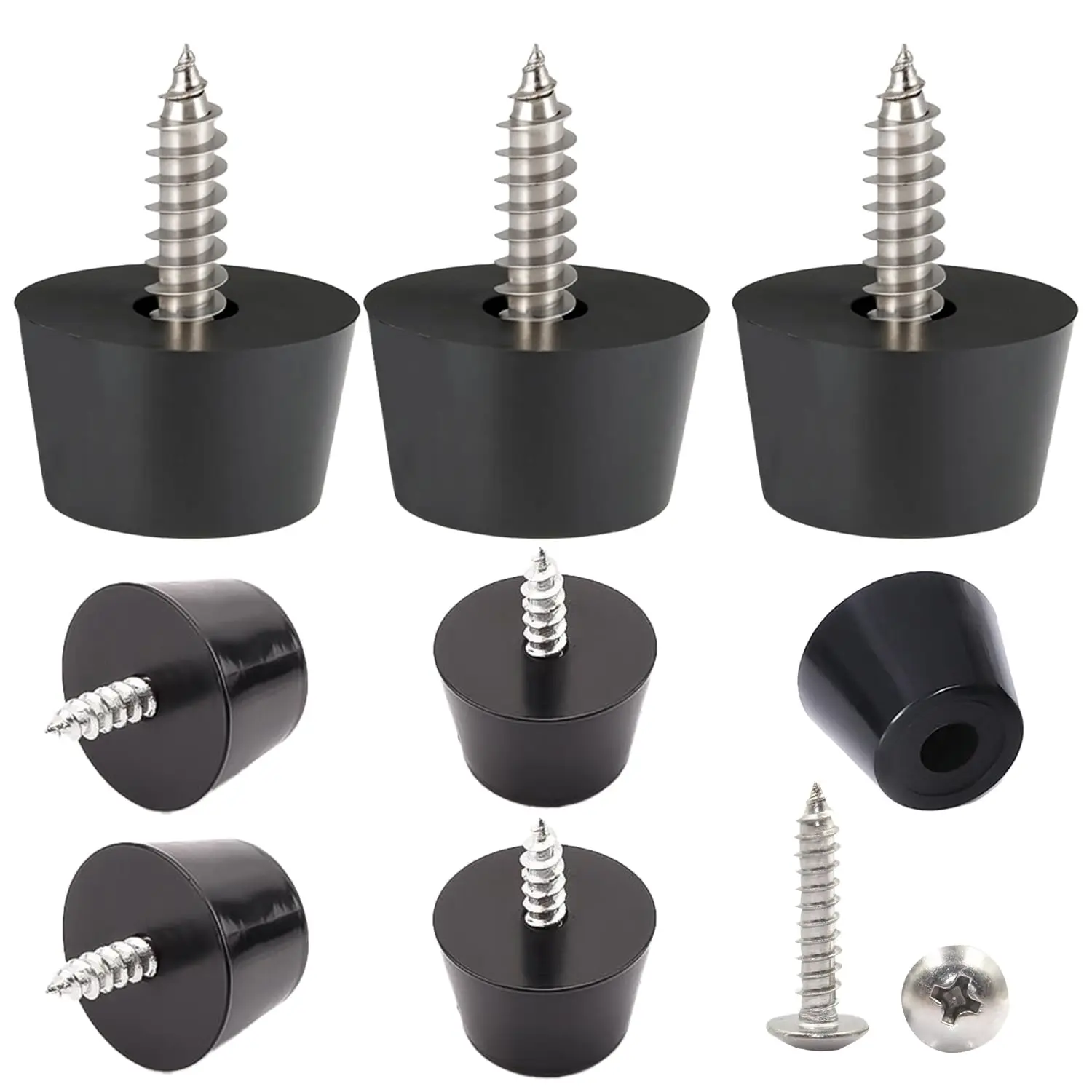 

Rubber Furniture Feet Pads with Screws, Anti-Slip Floor Protection for Chairs Tables Cupboards, 23x16mm Universal Furniture Feet