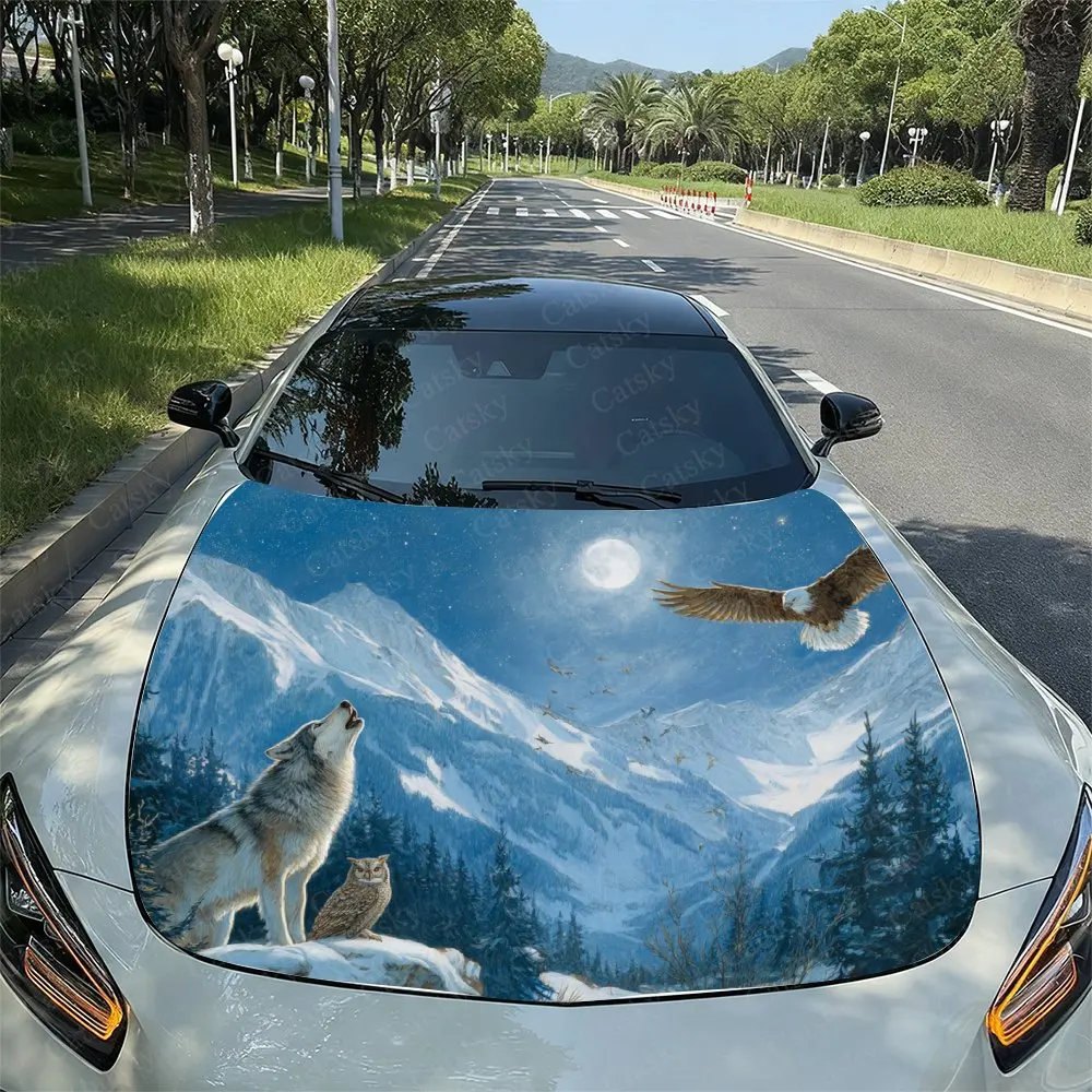 

Виниловая упаковка для автомобиля Eagle And Wolf, брызгозащищенные наклейки из ПВХ на капоте двигателя, легко разбирается и прочный дизайн, подходит для