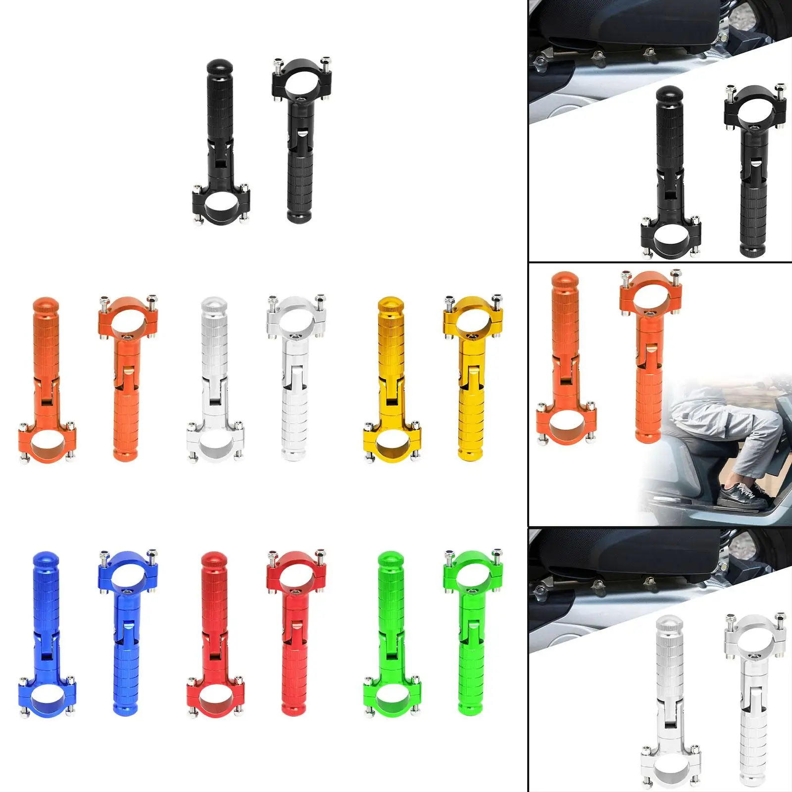 1 paire de repose-pieds de moto pliables et antidérapants en alliage d'aluminium, installation facile, remplacement professionnel, pédales de repose-pieds robustes