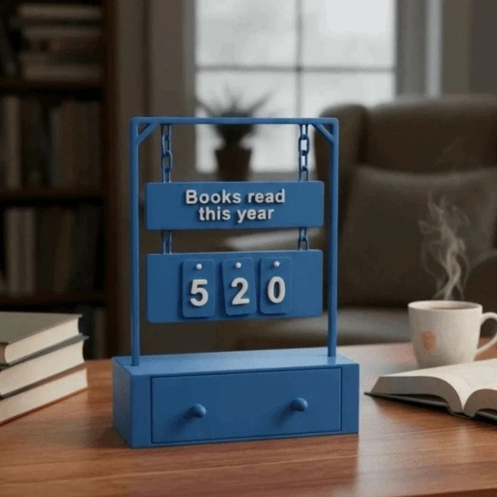 Book Counting Display 3D Book Read Counter with 30 Number Tags PLA Hanging Reading Tracker Waterproof Plastic Reading Log Study