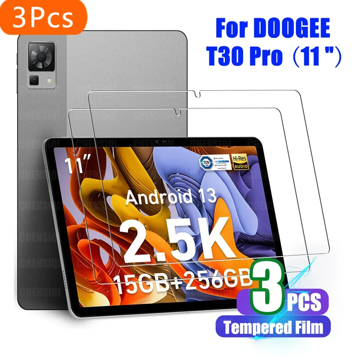 

3Pcs Protective Glass for Doogee T30 Pro (11 Inch) 2023 Released 9H Hardness HD Anti-fingerprint Screen Protector Tempered Film