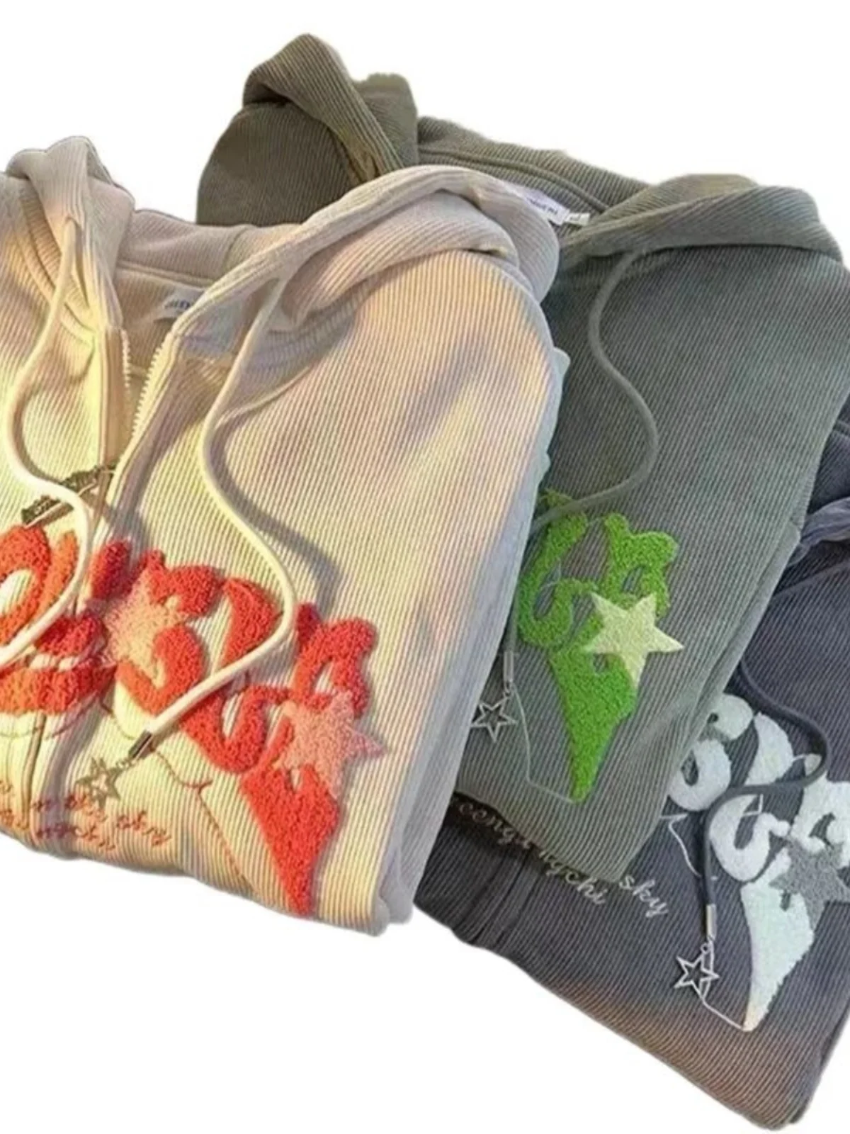 سترة نسائية فضفاضة مطرزة بسلسلة مفتوحة وقميص طويل Sve مستدير Ne Zipper إغلاق الشارع Sle لربيع وصيف