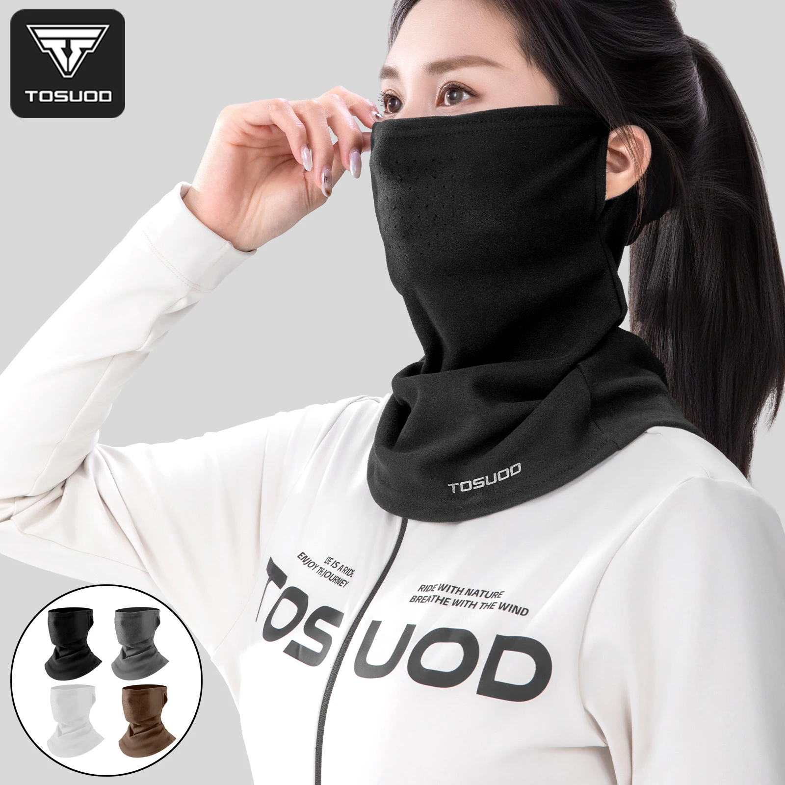 TOSUOD Masker Wajah Musim Dingin Tahan Dingin Hangat Tahan Angin Melepaskan Keringat Penutup Kepala Ski Bersepeda Skating Masker Wajah Sepeda Motor