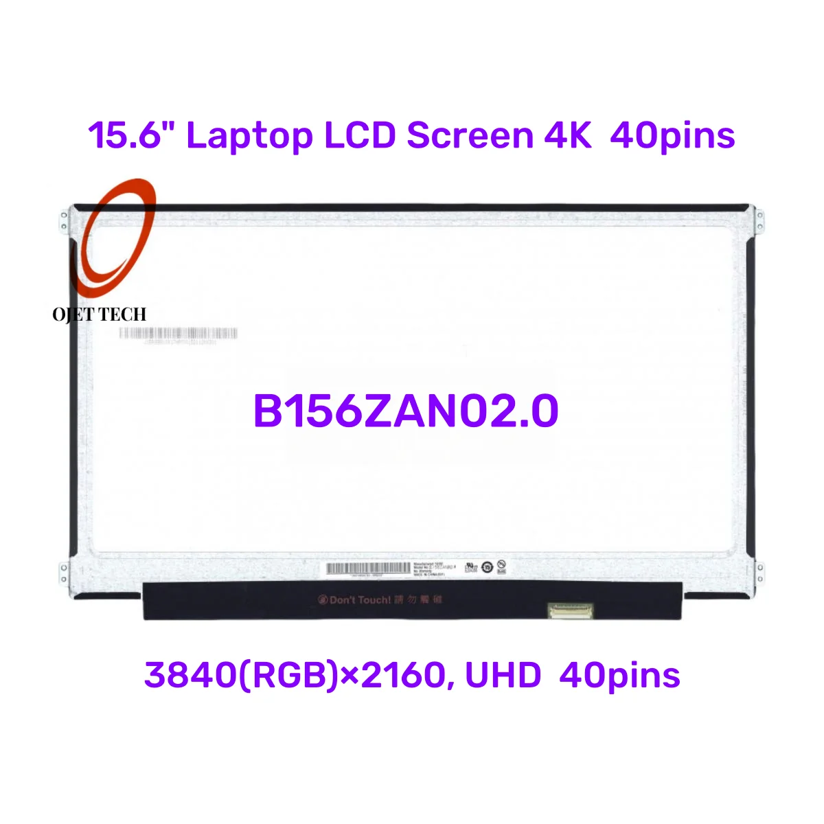 

15.6" Laptop LCD Screen B156ZAN02.0 For ThinkPad P50 S5 2nd Gen 00NY498 00NY650 UHD4K 3840x2160 40pins