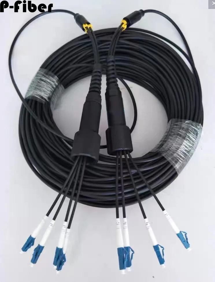 armored patchcord 150m 2/4/6/8 cores singlemode outdoor PDLC LC SC FC APC SM LSZH TPU DVI waterproof optical fiber jumper 8C4C6C