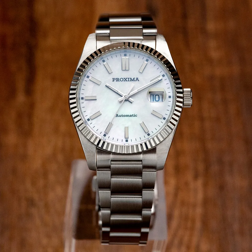 Imagem -02 - Proxima Px1705 Homens Relógio 39 mm Mop Dial Vintage Luxo Sapphire Pt5000 Escultura Mecânica Automática Fluted Bezel 10bar