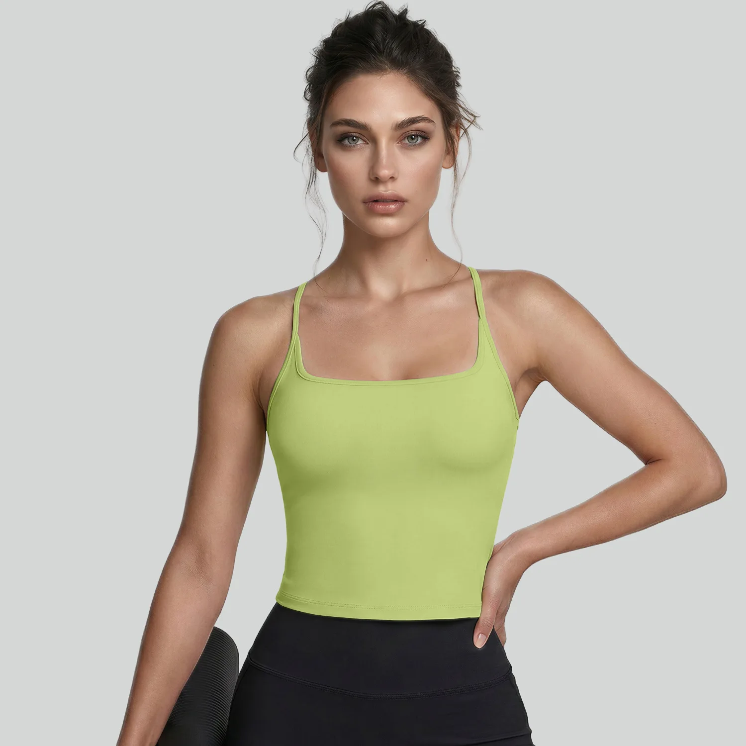 U-neck High Elastic Sports Underwear Beautiful Back Women's Summer Shock-proof Gathering I-shaped Back Yoga Fitness Vest