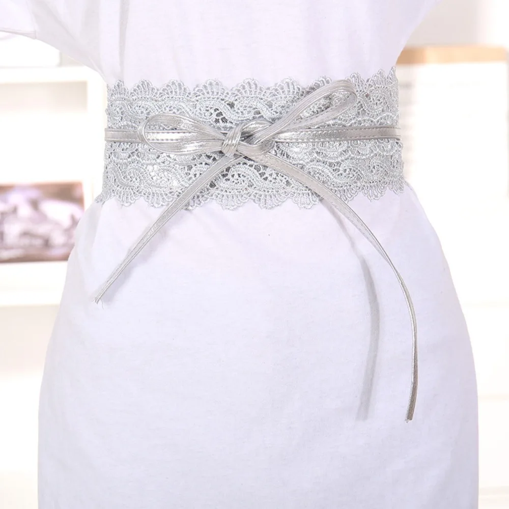 

Boho Style Soft Lace Waist Belt Wide Self Tie PU Leather Belt Cinched Waistband Wrap Around Obi Belt for Dresses