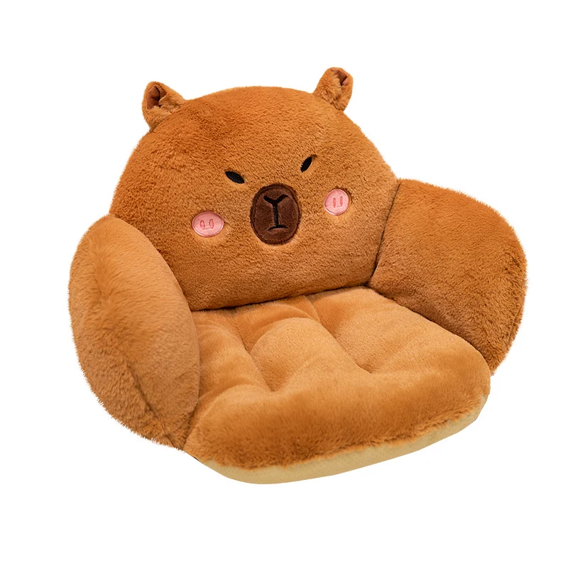 Lovely Capybara Plush Pillow Cartoon Cute Soft Stuffed Plushy Toy Cozy Capibara Lumbar Support Chair Seat Cushion Sofa Home Deco