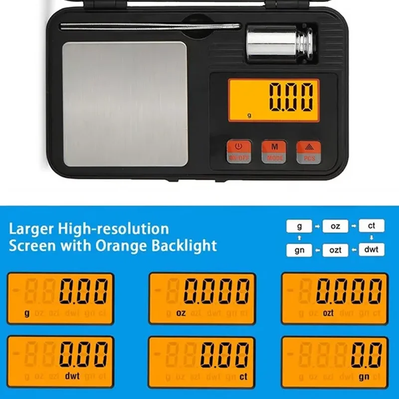 Imagem -02 - Balança de Jóias Digital de Alta Precisão Escala de Grama Eletrônica Mini Aço Inoxidável Escala de Bolso Inteligente Ferramentas de Medição 50g 0.001g