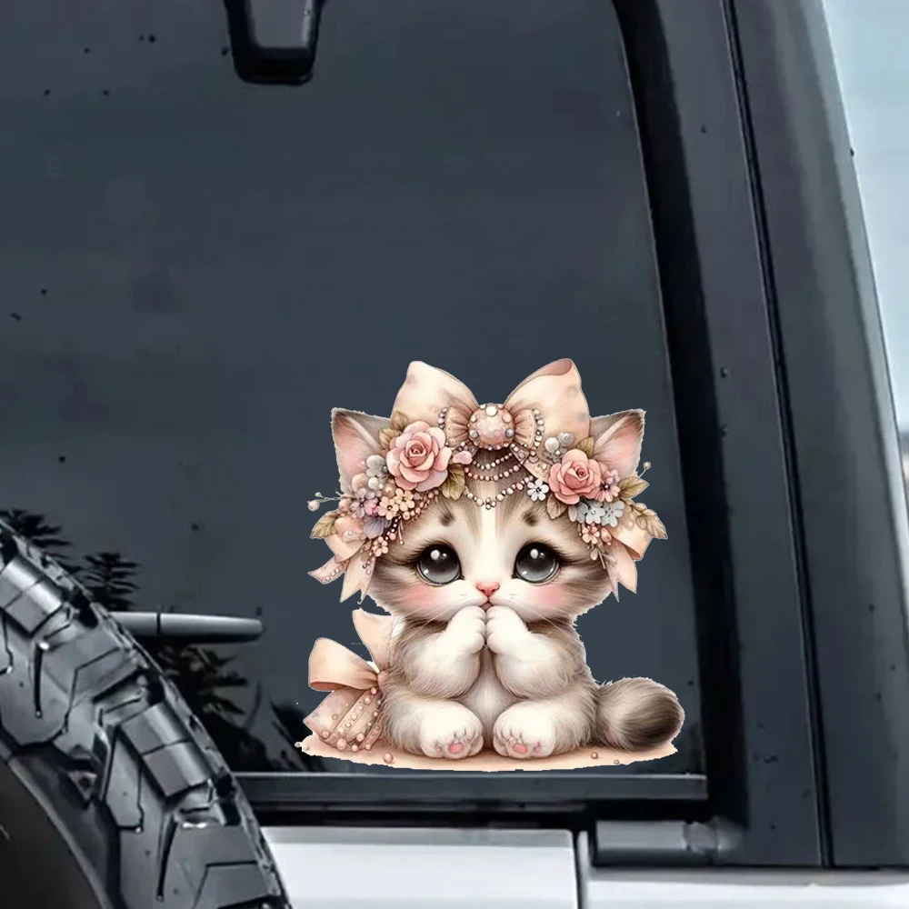 QT2557#Cute Cat Stickers Waterproof Car Sticker, Exterior Decorative Accessories, Used for Motorcycle, Laptop, Window and More