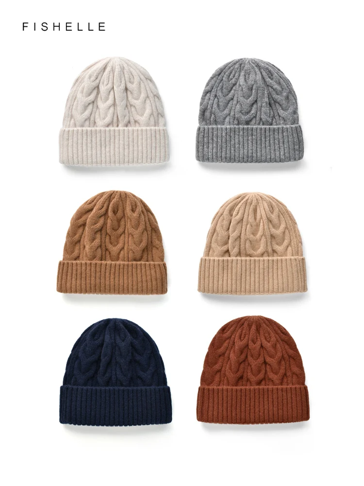 Solid Color Kink Wool Hat Women Warm Knitted Wool Cap Men Autumn Winter Beanie New Year Christmas Gifts