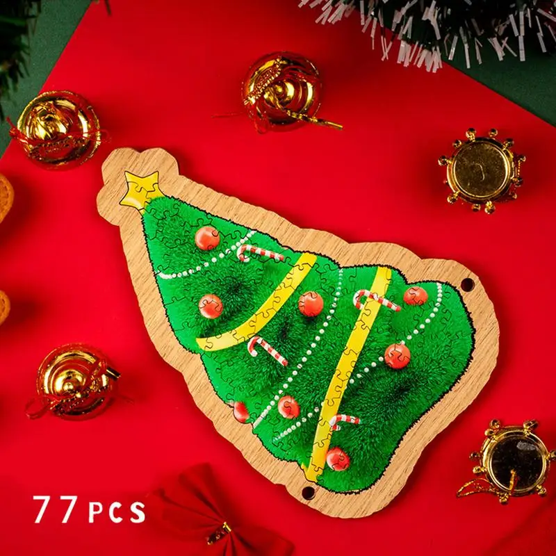 Wooden Christmas Tree Puzzle para família, Jigsaw Toys, Floor Puzzles para crianças