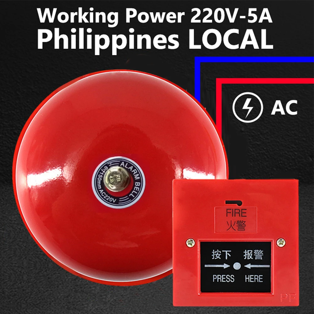 Manual Call Point Fire Alarm Metal Fire Control Fire Warning Siren Internal Strike Alarm Bell for Home Or Office Accessories