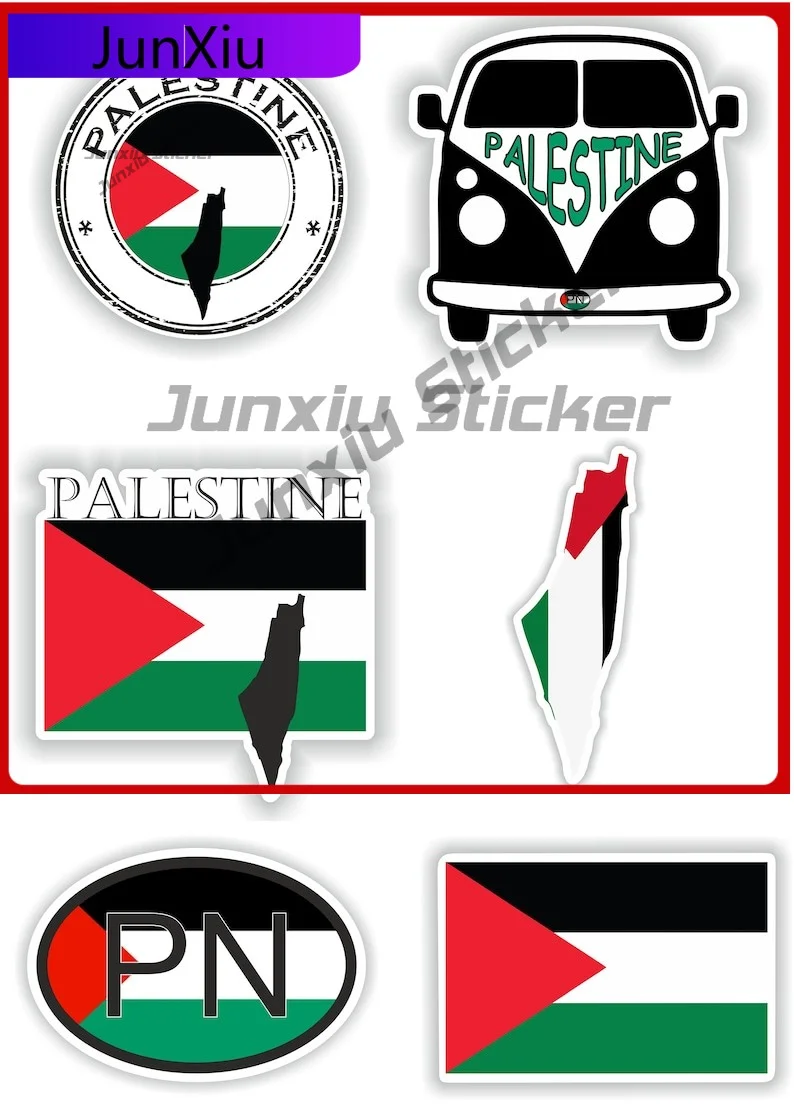 

Palestine Flag Vinyl Stickers A Set Of Six Pieces National Flag Map Outline Country Code Decals Adventure Motorcycle Stickers