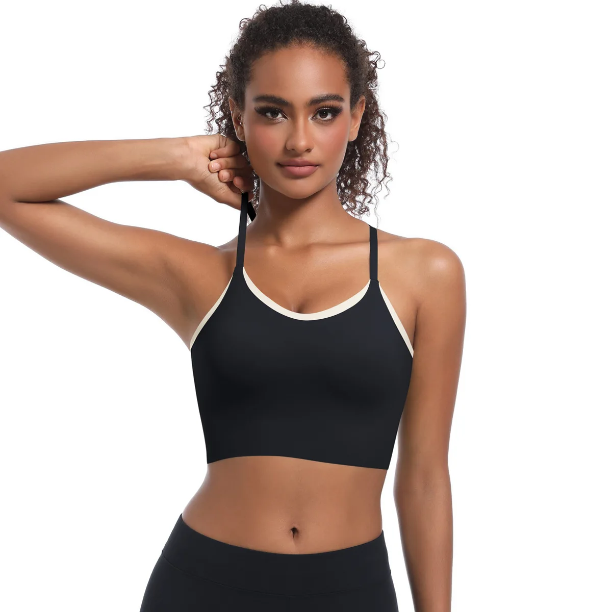 

Mermaid Curve Sports Underwear Gathering Cross Strap Beautiful Back Double Color Yoga Bra Running Fitness Vest for Women
